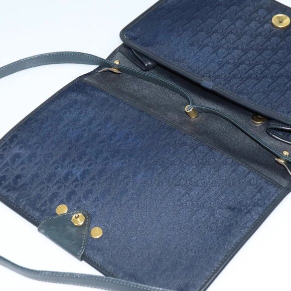 Christian Dior Trotter Canvas Shoulder Bag Navy Gold Auth ep8528 - Picture 11 of 15
